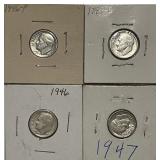 4 Silver Roosevelt Dimes