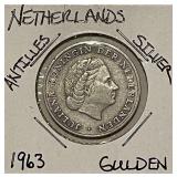 Silver 1963 Neth. Antilles Gulden