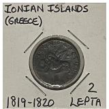 1819-1820 Ionian Islands 2 Lepta
