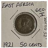 Silver Br. E. Africa 1921 50 Cents
