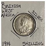 Silver Br. W. Africa 1914 Shilling