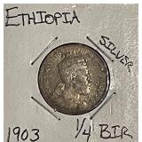 Silver Ethiopia 1903 1/4 Bir