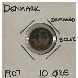Silver 1907 Denmark 10 Ore