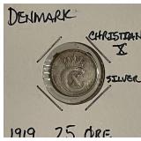 Silver 1919 Denmark 25 Ore