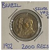 Silver 1922 Brasil 2000 Reis