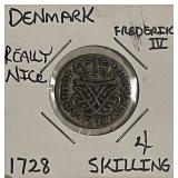 Silver 1728 Denmark 4 Skilling