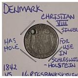 Silver 1842VS Denmark 16 Skilling