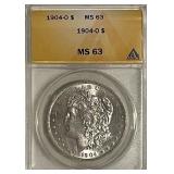Cert. MS63 1904O Silver Morgan Dollar