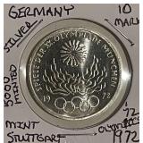 Silver 1972F Germ. 10 Mark Olympics
