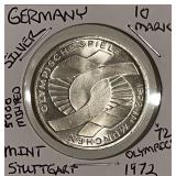 Silver 1972F Germ. 10 Mark Olympics
