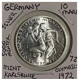 Silver 1972G Germ. 10 Mark Olympics