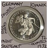 Silver 1972F Germ. 10 Mark Olympics