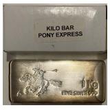 Kilo .999 Silver (~32.2 oz.) Pony Express Theme