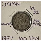 Silver Japan 1957 100 Yen