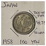 Silver Japan 1958 100 Yen