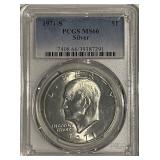 Cert. MS66 1971S Silver Ike Dollar