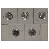 (5) 1943 Steel Pennys Reprocessed Zn Plate