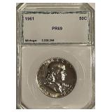 Cert. PR69 Silver 1961 Franklin 50c