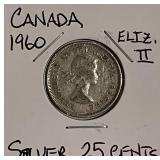 Silver 1960 Canada Quarter