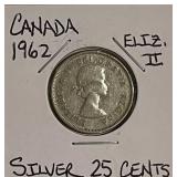 Silver 1962 Canada Quarter