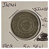 Silver 1908 Japan 50 Sen