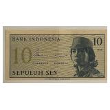 1964 Indonesia 10 Sen Banknote