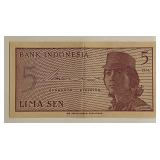 1964 Indonesia 5 Sen Banknote