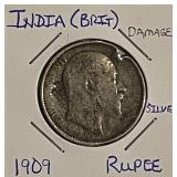 Silver India 1909 Rupee