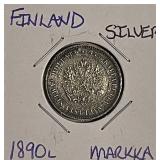 Silver 1890L Finland Markka