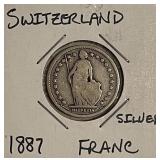 Silver 1887 Switzerland Franc