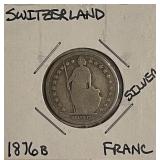 Silver 1876 Switzerland Franc