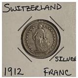 Silver 1912 Switzerland Franc