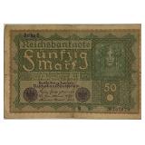 1919 Germany 50 Mark Banknote