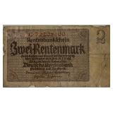 1937 Germany 2 Mark Banknote