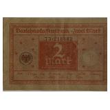 1920 Germany 2 Mark Banknote
