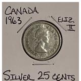 Silver 1963 Canada Quarter