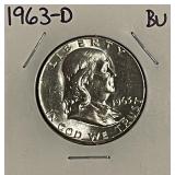 1963D Silver BU Franklin 50c
