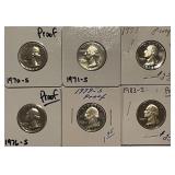 (6) PROOF Quarters 1970,71,73,76,79,83