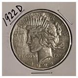 1922D Silver PEACE Dollar