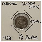 Silver India State Mewar 1928 1/8 Rupee