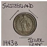 Silver 1943B Switz. Franc