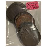 (9) Australia Pennys between 1917-1934
