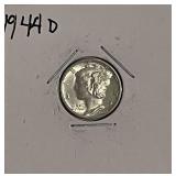 Full Bands 1944D Silver Merc Dime