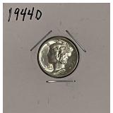 Full Bands 1944D Silver Merc Dime
