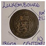 1860A Luxembourge 10 Centimes