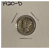 1920D Silver Mercury Dime