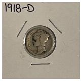 1918D Silver Mercury Dime