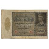 1922 Germany 10000 Mark Banknote (large note)