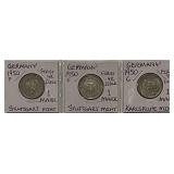 (3) 1st Yr. Issue 1950F&G German Marks