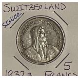 Silver 1932B Switz. 5 Francs